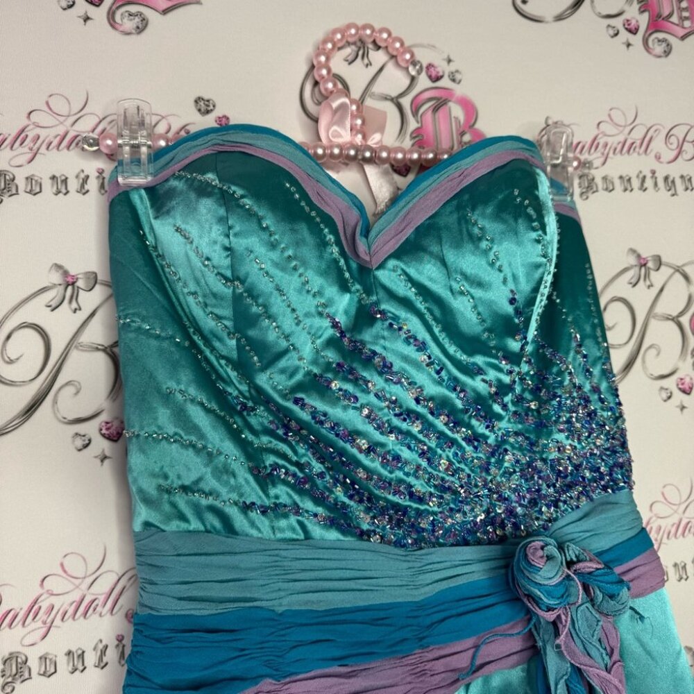 Alyce designs dress gown fairy beaded embroidered ruffle frills mermaid 🧜‍♀️ - Picture 10 of 16